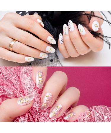104pc 3D Letter Nail Studs & Rhinestone Decals in Gold - Alphabet Nail Design for Women & Girls - Buy Online on GoSupps.com