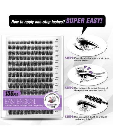 Self Adhesive Eyelashes Kit - 156 PCS EASITENSION DIY Reusable Lash Clusters | No Glue No Remover Residue-Free - Buy Online on GoSupps.com