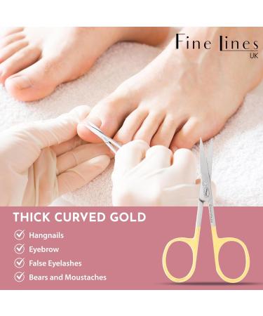 Fine Lines Stainless Steel Curved Scissor - Gold Manicure Tool for Nails & Cuticles - Men & Women - Buy Online on GoSupps.com