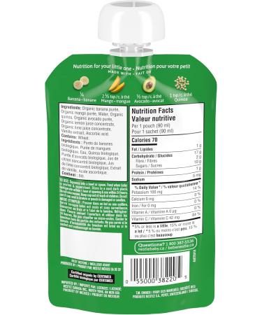 GERBER Organic Baby Pur e Banana Mango Avocado Vanilla Quinoa 90 ml - Buy Online on GoSupps.com