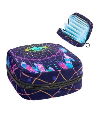 GIAPB Period Bag Sanitary Napkin Storage Bag Period Pouch Travel Makeup Bag Art Dreamcatcher Feathers Color1165
