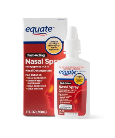 Equate - Nasal Spray Four 1 oz Phenylephrine Hydrochloride Decongestant Spray (Compare to 4-Way)