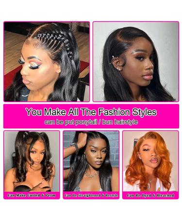 16 Body Wave Lace Front Wig 4x4 HD Transparent Lace Closure 150% Density Glueless Human Hair Pre Plucked with Baby Hair - Natural Black Women's Wig - Bleached Knots (16) - Buy Online on GoSupps.com