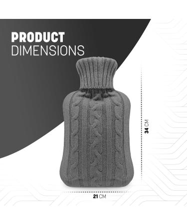 KEPLIN Cosy Hot Water Bottle with Knitted Cover - Relieves Body Aches & Pains Washable Safe & Durable Heating Pad - Ideal Cosy Nights & Gifts - Large 2L (Grey) Grey Knitted - Buy Online on GoSupps.com
