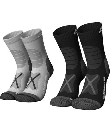 Alps Bears Merino Wool Hiking Socks | Professional Trekking Socks for Men Women & Children | Warm Outdoor Socks (2 & 3 Pair) - Size 43-48 - Gray & Black - Buy Online on GoSupps.com