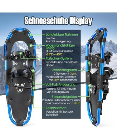 Buy Costway 21/25/30 Snowshoes Set for Adults & Kids | All-Round 4 in 1 with Climbing Aid & Carrying Bag - Marineblau 25 - Buy Online on GoSupps.com