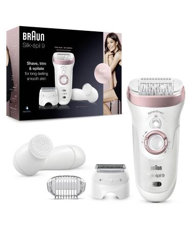 Braun Silk- pil 9 Epilierer Women / hair remover for long-lasting hair removal including facial cleaning brush shaving and trimmer attachment 9-855 white / rose gold