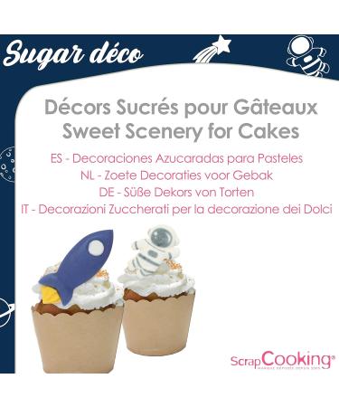 ScrapCooking 6985 Space Sugar Decorations for Pastries Desserts Cakes Biscuits Cupcakes Birthdays - Space Ship Astronaut Star Cake Design - Buy Online on GoSupps.com