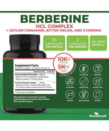 Ultra High Potency Berberine Supplement 1300mg with Ceylon Cinnamon Bitter Melon & Gymnema - Weight Management | 90 Veggie Caps - International Shipping Available - Buy Online on GoSupps.com