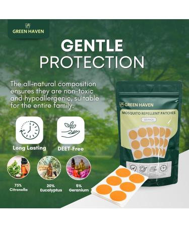 Green Haven Mosquito Repellent Patches 120pk Natural Insect Repellent | Repels All Types of Mosquito Midge & Insects | DEET Free Mosquito Repellent Patches Stickers for Kids and Adults 1 count (Pack of 120) Orange - Buy Online on GoSupps.com