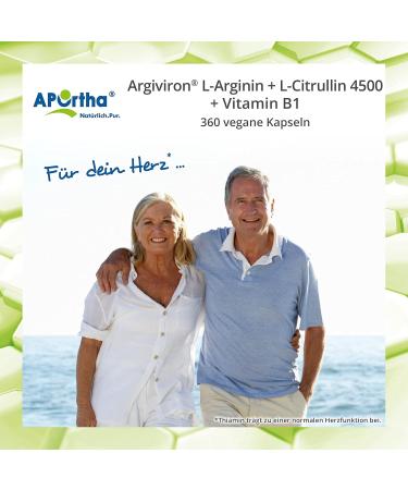 Buy Aportha Argiviron L-Arginine + L-Citrulline 4500mg - 360 Vegan Capsules | High-Dose Heart Vitamins B1 | Allergen-Free Supplement - Buy Online on GoSupps.com