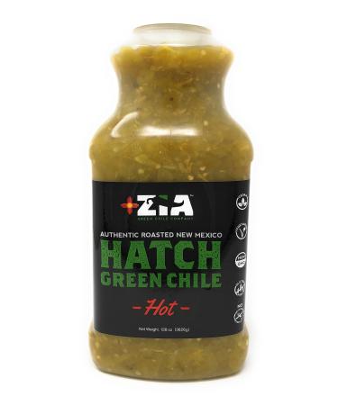 Original New Mexico Hatch Green Chile By Zia Green Chile Company - Delicious Flame-Roasted, Peeled & Diced Southwestern Certified Green Peppers For Salsas, Stews & More, Vegan & Gluten-Free - 128oz HOT HEAT LEVEL