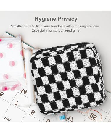 CekPo Sanitary Napkin Storage Bag - Checkered Portable Period Pouch for Women - Black - Buy Online on GoSupps.com