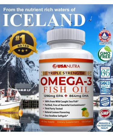 Omega 3 Fish Oil Supplement 3600mg with EPA and DHA for Women and Men Supports Joint Brain and Heart Health 120 Softgels 40 Day Supply - Buy Online on GoSupps.com