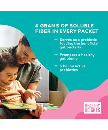 Healthy Heights Happy Tummies Prebiotic Fiber and Probiotic Supplement for Kids Ages 2+ Sugar Free Fruit Punch Flavor 15 Servings - Buy Online on GoSupps.com