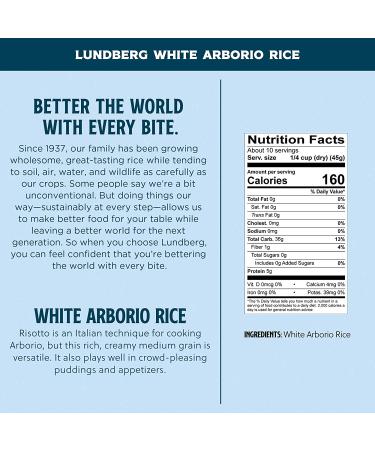 Lundberg Arborio Rice - Creamy, Gluten-Free Risotto & Pudding Rice (16 oz) - Buy Online on GoSupps.com