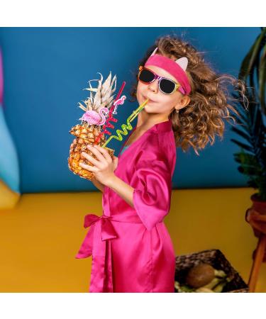 30 Pieces Spa Party Costume Set for Girls | Satin Kimono Robe, Headband, Patch, Non-woven Bag, Pedicure Slippers | Hot Pink - Buy Online on GoSupps.com