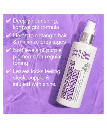 BOLD UNIQ Purple Leave In Conditioner for Dry & Damaged Blonde, Platinum, Gray/Silver Hair - Toning, Hydrating, Detangling - Vegan & Cruelty-Free - Buy Online on GoSupps.com