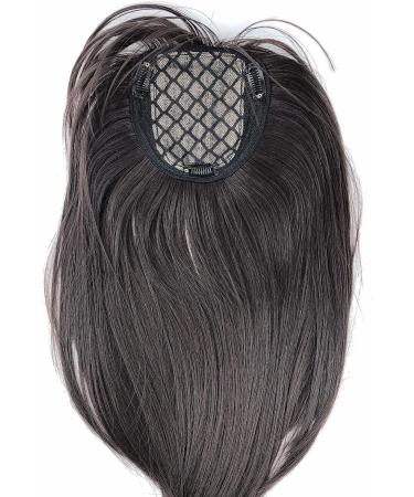 35cm Free Part Silk Base Clip-in Topper with Bangs - Cold Brown - Buy Online on GoSupps.com