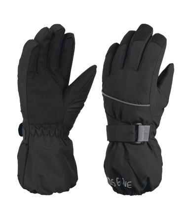 Azarxis Kids Winter Warm Gloves, Cold Weather Windproof Thermal Gloves for Boys & Girls E - Black 11-14 Years Old