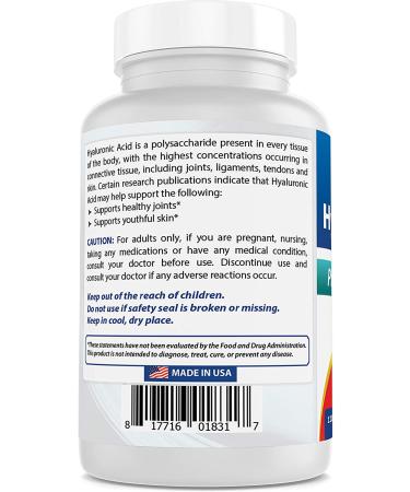 Best Naturals Hyaluronic Acid 200mg 120 Tablets - Non-GMO Gluten Free Formula for Youthful Skin & Joints - Buy Online on GoSupps.com