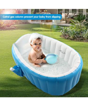 Baby Inflatable Bathtub  Portable Infant Toddler Bathing Tub Non Slip Travel Bathtub Mini Air Swimming Pool Kids Thick Foldable Shower Basin with Air Pump  Blue - Buy Online on GoSupps.com