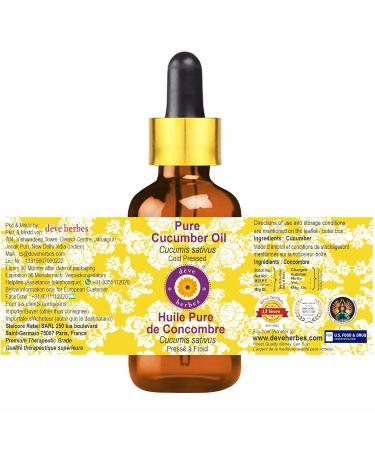 d ve herbes Pure Cucumber Oil (Cucumis sativus) with Glass Dropper Cold Pressed (Pack of Two) 100ml X 2 (6.76 oz) - Buy Online on GoSupps.com