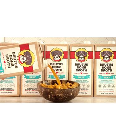Brutus Bone Broth for Dogs - All Natural, Made in USA - Glucosamine & Chondroitin for Healthy Joints - Human Grade Ingredients - 2lb (Pack of 2) Hydrating Topper & Treat - Buy Online on GoSupps.com