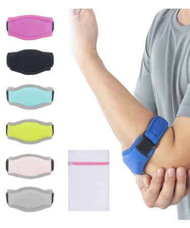 360 RELIEF Tennis & Golfers Elbow Support Brace - Padded Adjustable Strap for Men & Women | Pain Relief Injury Tendonitis Arthritis Basketball Weightlifting | Single with Mesh Laundry Bag Dark Blue One Size