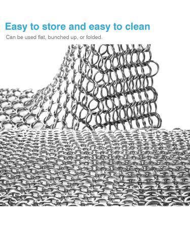 Premium 8x6 Square Cast Iron Cleaner - Stainless Steel Scrubber for Cast Iron Pans - Buy Online on GoSupps.com