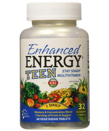 KAL Enhanced Energy Teen Memory & Concentration Blend 60 Vegetarian Tablets