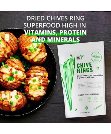 Green Dried Chives Rings (112g) Premium Healthy Rich Vitamin A C Aromatic Chopped Chive Rings Non-GMO Convenient Dried Herbs for Spice Rubs & Cooking Sauces (112g) - Buy Online on GoSupps.com