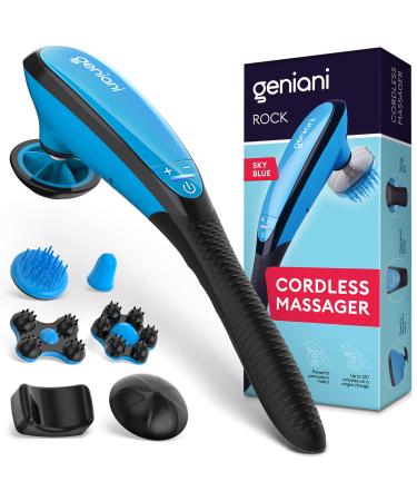 GENIANI Deep Tissue Massager for Back, Body, Shoulders, Neck and Sore Muscles - Cordless Electric Handheld Massager Full Body Pain Relief - Percussion Massage Therapy for Legs, Feet & Body (Blue)