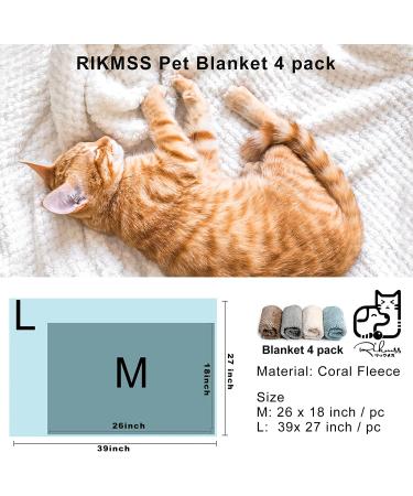 RIKMSS 4 Pack Pet Blankets - Small Animal Blankets for Dogs and Cats - Super Soft Coral Fleece - 28L x 16W - All Seasons - M 26 x 18 - Buy Online on GoSupps.com