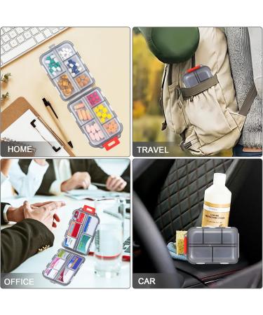 Travel Pill Organizer with 189 Labels - Compact 10-Compartment Case for Airplane Car & Vacation - Gray Pill Box Essential - Buy Online on GoSupps.com