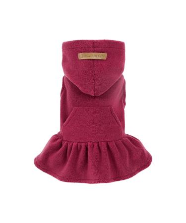 Fitwarm Fleece Dog Hoodie Dress, Vest Sweaters, Dog Clothes for Small Dogs Girl, Thermal Cat Apparel, Burgundy Red, Small Small Redness