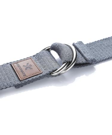 Bodymate Yoga Belt with Metal Closure - 100% Cotton Yoga Strap for Beginners & Advanced | 250cm Cool Gray Yoga Band - Buy Online on GoSupps.com