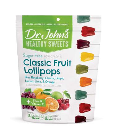 Dr. John's Healthy Sweets Sugar Free Classic Fruit Tooth Lollipops (60 count, 1 LB) 1 Pound (Pack of 1)