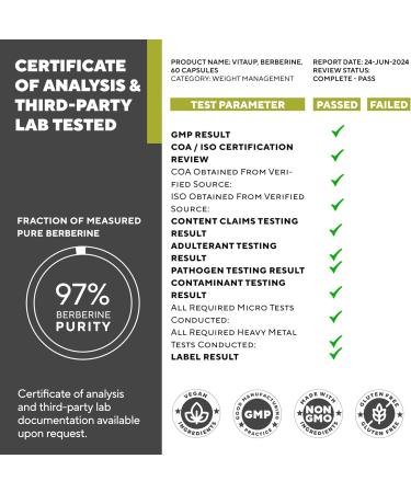 Berberine Supplement 500mg - USA Made Berberine 500mg - Non-GMO Berberine HCL - Berberine Supplements for Weight Management Energy Immune Support - 60 Capsules 60 Count (Pack of 1) - Buy Online on GoSupps.com