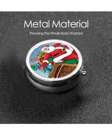 Merry Christmas Printed Mini Round Pill Box - 3 Compartment Travel Organizer | Portable Medicine Case for Home & Office - Buy Online on GoSupps.com