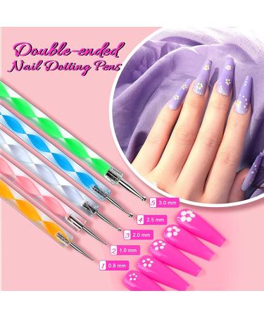 Teenitor Nail Art Brush Set with Dotting Tools, Foil Flakes, Striping Tape, Stickers, Rhinestones & Tweezers - Pink - Buy Online on GoSupps.com