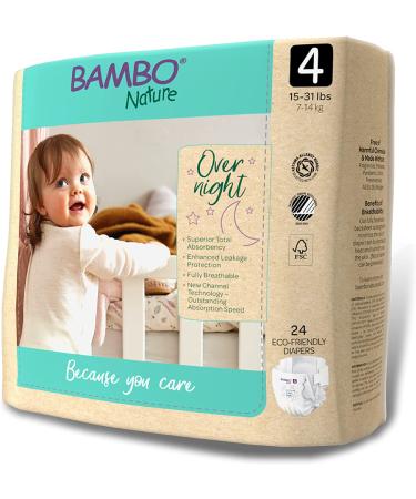 Bambo Nature Overnight Eco-Friendly Baby Diapers  Sizes 3 to 6 Available  White  96 Count Size 4 (96 Count) 96 - Buy Online on GoSupps.com
