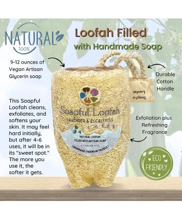 Exfoliating Natural Loofah Soap Bar with Lavender & Eucalyptus - Handmade Body Scrubber for Men & Women - Buy Online on GoSupps.com
