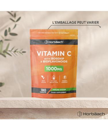 Vitamine C 1000mg Complexe avec Citrus Bioflavonoids et Rosa Canina | Cure de 6 Mois - 180 Comprim s V gans | Vitamin C Complex | Horbaach - Buy Online on GoSupps.com
