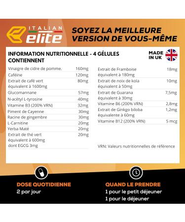 Italian Elite Elite Extreme Fat Burner Supplement. 120 Capsules Thermogenic Draining Slimming Energizing Detox Mental Booster - Buy Online on GoSupps.com