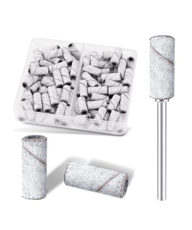 Small Sanding Band Nail Drill Bits 80pcs Mini Cuticle Sanding Files With Upgrade 3.1mm Mandrel Bits 240 Fine Grits for Natural Nail Prep Smooth Polish Cuticle Manicure Salon Use White #240 White