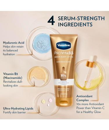 Vaseline Pro VitaB3 Serum Burst Lotion - 10x Antioxidant Vitamin C & B3 for Luminous Glowing Skin | Lightweight 7.5 Fl Oz - Shop Internationally - Buy Online on GoSupps.com