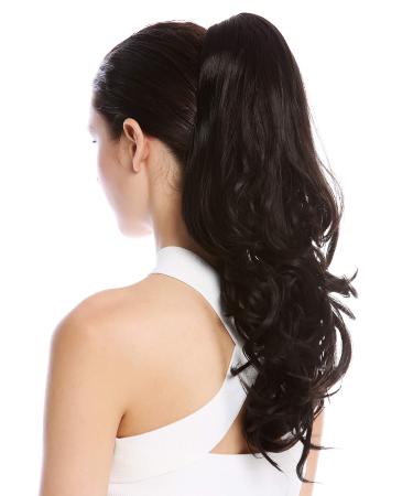WIG ME UP - MKB-30-V-2 hairpiece braid ponytail long wavy slightly curly black black-brown 45 cm