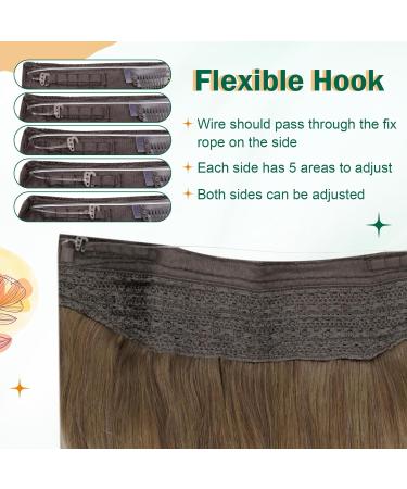 Easyouth Real Hair Wire Extensions 18 Inch Ombre Brown to Blonde 80g - Natural Invisible Fish Line Hair Extensions - #6/60/6 - Buy Online on GoSupps.com