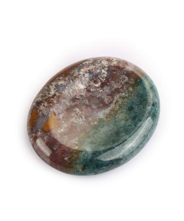 Artistone 2.0" Ocean Jasper Crystal Worry Stone Healing Crystal Chakras Polished Smooth Palm Thumb Pocket Gemstones for Anxiety Stress Reiki Crystal Healing & Wellness | Meditation Yoga